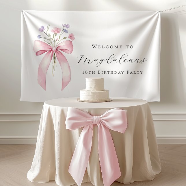 Custom 18th Birthday Banner Bow Wildflower (Creator Uploaded)