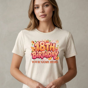 Custom 18th Birthday Name Colourful Party Favour Tri-Blend Shirt