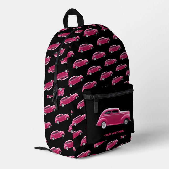 Custom 1940 Famous American Make Sedan Printed Backpack (Back Corner Left)
