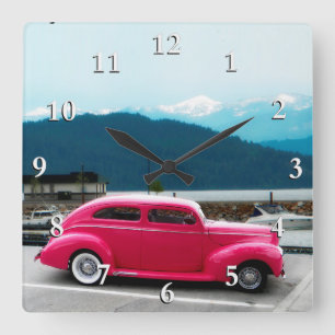 Custom 1940 Famous American Make Sedan Square Wall Clock