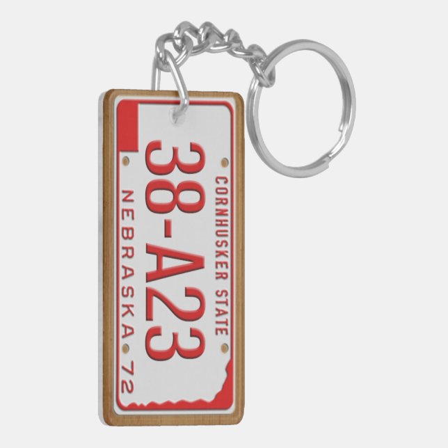 Custom 1972 Nebraska License Plate Keychain (Back Left)