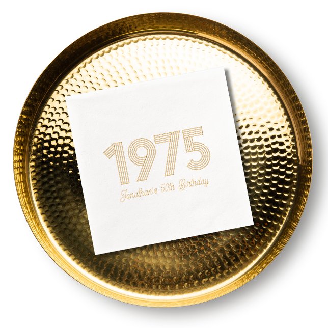 Custom 1975 50th Birthday Foil Stamped Napkins (Custom 1975 50th Birthday Foil Stamped Napkins)