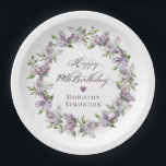 Custom 19 Birthday Purple Lilac Spring Flower Paper Plate<br><div class="desc">Add a special touch to your party decor with these personalised paper plates. They will make the birthday celebrant feel very special and look great in pictures. It takes only minutes to add the birthday celebrant's name. The soft watercolor lilac wreath is perfect for a spring birthday or a woman...</div>