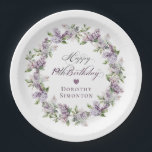 Custom 19 Birthday Purple Lilac Spring Flower Paper Plate<br><div class="desc">Add a special touch to your party decor with these personalised paper plates. They will make the birthday celebrant feel very special and look great in pictures. It takes only minutes to add the birthday celebrant's name. The soft watercolor lilac wreath is perfect for a spring birthday or a woman...</div>