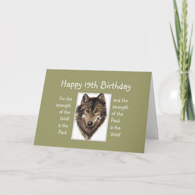 Custom 19th  Birthday Wolf Pack Family Quote Card (Front)