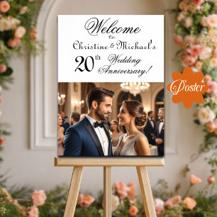 Custom 1 Photo 20th Wedding Anniversary Welcome Poster