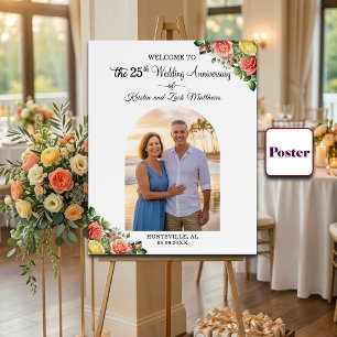 Custom 1 Photo 25th Wedding Anniversary Welcome Poster