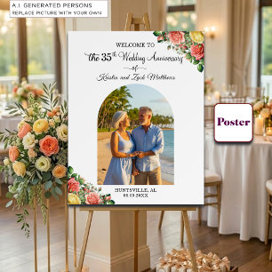 Custom 1 Photo 35th Wedding Anniversary Welcome Poster