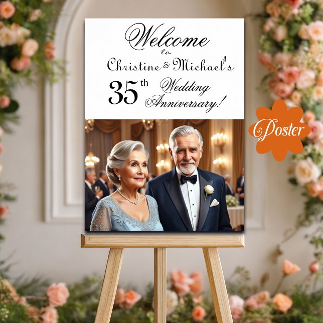 Custom 1 Photo 35th Wedding Anniversary Welcome Poster (Creator Uploaded)