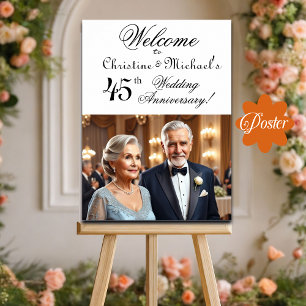 Custom 1 Photo 45th Wedding Anniversary Welcome Poster