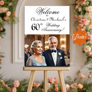 Custom 1 Photo 60th Wedding Anniversary Welcome Poster