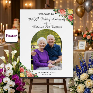 Custom 1 Photo 65th Wedding Anniversary Welcome  Poster