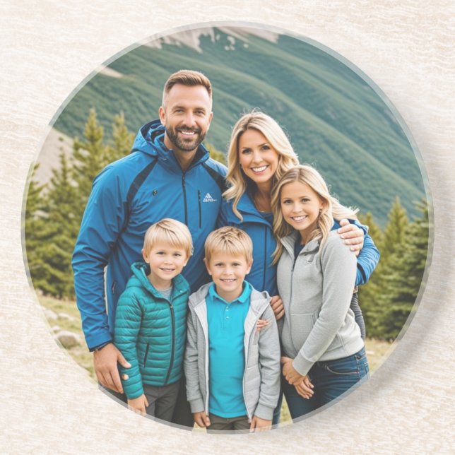 Custom 1 Photo Family Sandstone Coaster (Front)