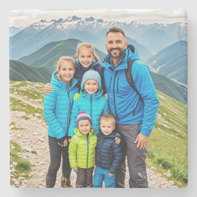 Custom 1 Photo Family Stone Coaster (Front)