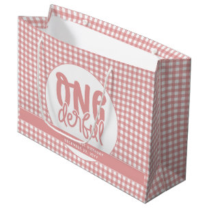 Custom 1st Birthday Cute Pastel Pink Onederful Large Gift Bag