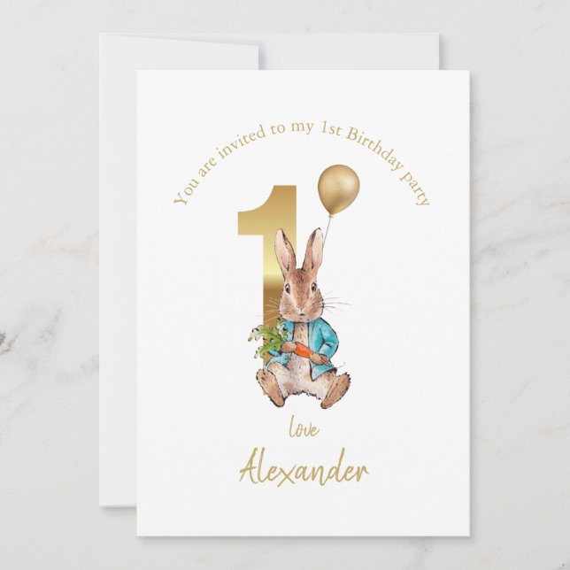 Custom 1st birthday Invitation Peter the rabbit (Front)