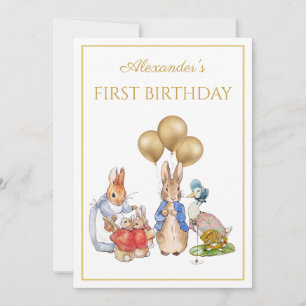 Custom 1st Birthday Peter and Josephine bunny Invitation