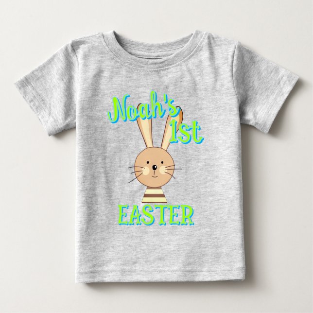Custom 1st EASTER Happy Bunny Toddler Baby Outfit T-Shirt (Front)