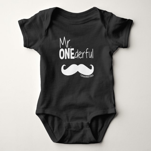 Custom 1st Mr. Onederful Bowtie Birthday Baby Baby Bodysuit (Front)