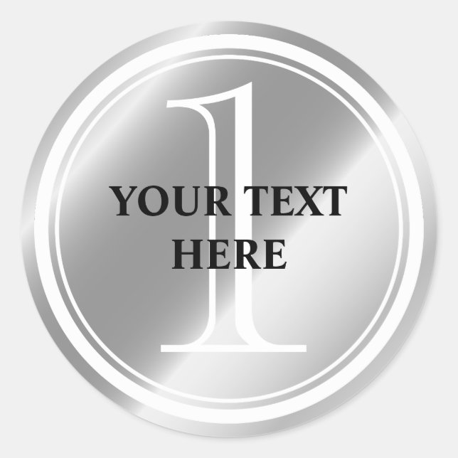 Custom 1st prize silver medal stickers and seals (Front)