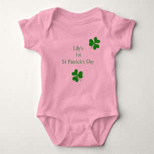 Custom 1st Saint Patrick's Day Lucky Shamrock Baby Bodysuit