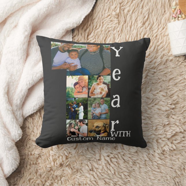 Custom 1st wedding anniversary 7 photo collage cushion (Blanket)