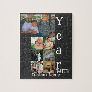 Custom 1st wedding anniversary 7 photo collage jigsaw puzzle