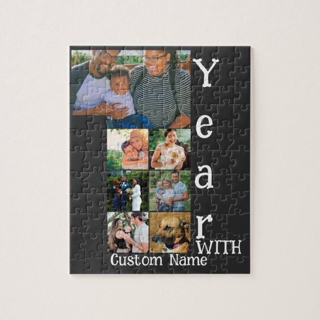 Custom 1st wedding anniversary 7 photo collage jigsaw puzzle (Vertical)