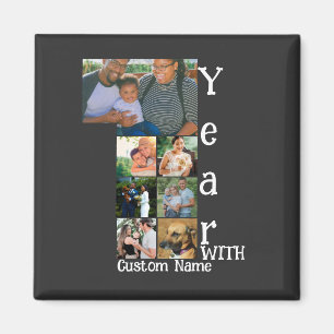 Custom 1st wedding anniversary 7 photo collage magnet