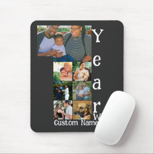 Custom 1st wedding anniversary 7 photo collage mouse pad