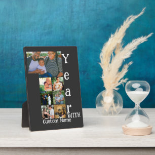 Custom 1st wedding anniversary 7 photo collage plaque