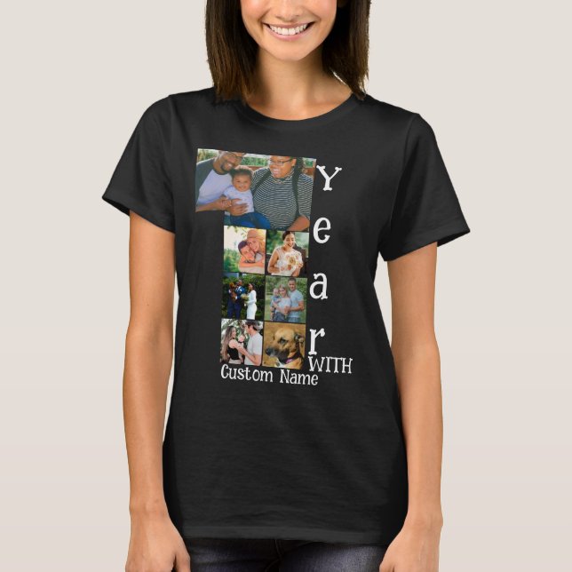 Custom 1st wedding anniversary 7 photo collage T-Shirt (Front)