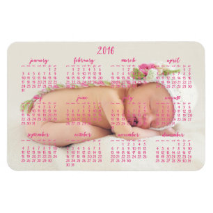 Custom 2016 Magnetic Calendar Baby Photo 4x6 Magnet