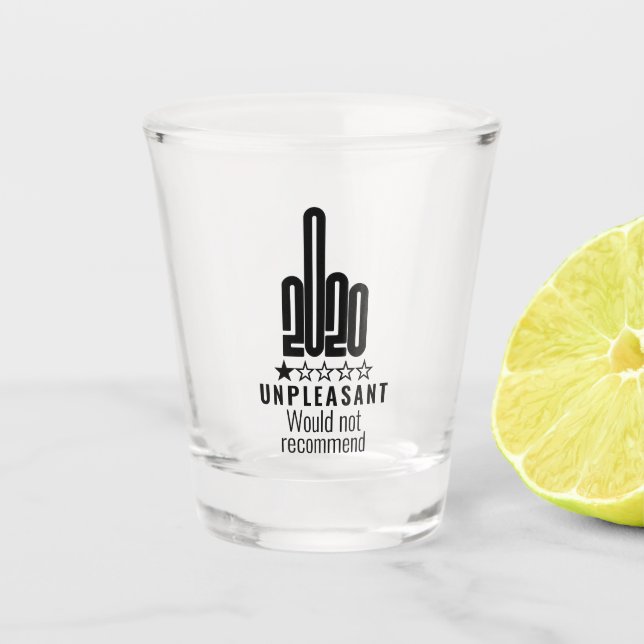 Custom 2020 Middle Finger Review Wouldnt Recommend Shot Glass (Front)