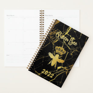 Custom 2022 QUEEN BEE Gold Marble Undated Monthly Planner
