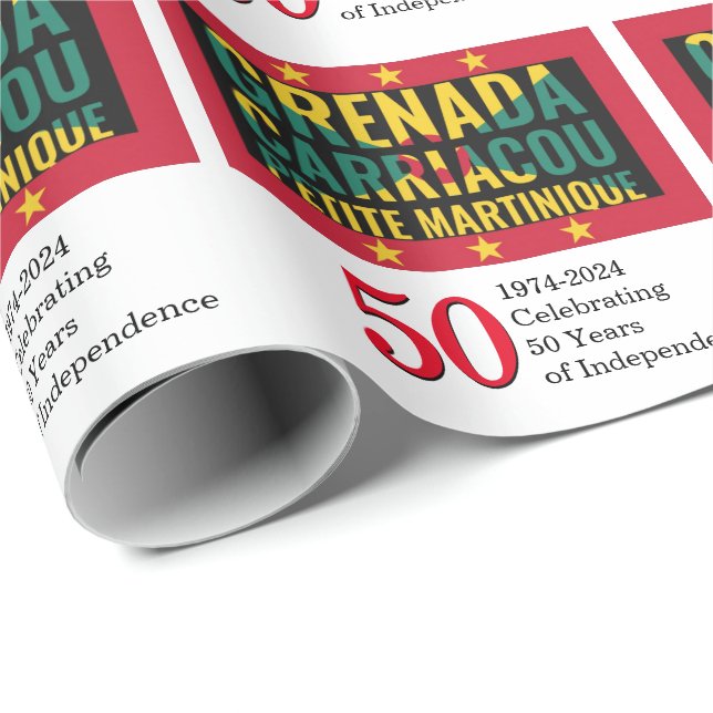 Custom 2024 GRENADA 50th Anniversary Independence Wrapping Paper (Roll Corner)