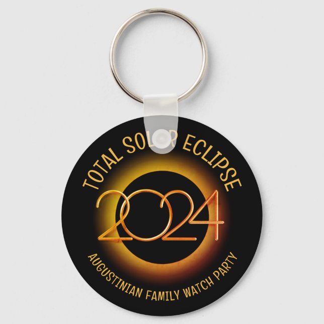 Custom 2024 TOTAL SOLAR ECLIPSE Family Souvenir Key Ring (Front)