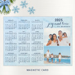 Custom 2025 Calendar Magnet Two Photo Collage Blue<br><div class="desc">Create your own 2025 magnetic photo calendar with two own pictures on a light blue background. It's a unique keepsake for family,  friends,  workmates,  colleagues for Christmas,  New Year,  or any occasion.</div>