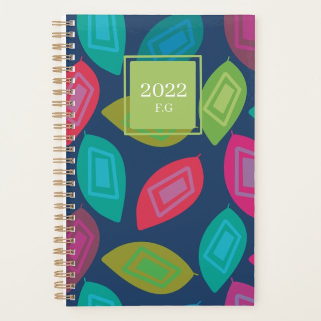Custom 2025 colourful planner monogram  leaves (Front)