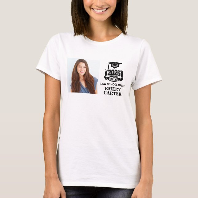 Custom 2025 Graduate Photo Attorney Law School  T-Shirt (Front)