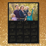 Custom 2025 Photo Calendar Christmas New Years Holiday Postcard<br><div class="desc">Create your own custom, personalised, beautiful elegant faux gold script typography font, solid black and faux gold, 2025 full year family photo calendar, christmas / holiday / seasons / new years yearly calendar greetings postcard. To customise, simply type in your greetings and name / family name for the front of...</div>