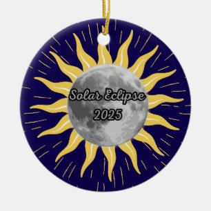 Custom 2025 Solar Eclipse Memory  Ceramic Ornament