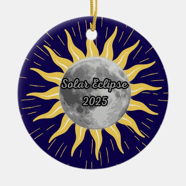 Custom 2025 Solar Eclipse Memory  Ceramic Ornament (Front)