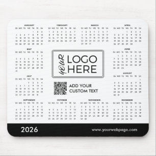 Custom 2026 Calendar QR Code Business Logo Mouse Pad