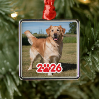 Custom 2026 Pet Photo Metal Ornament