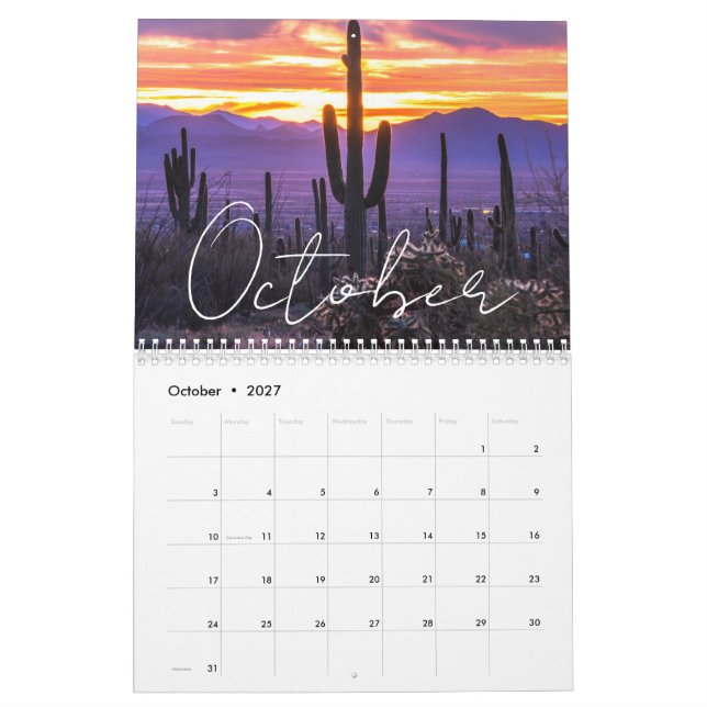  Custom 2026 Sunset Calendar California & Arizona (Oct 2027)