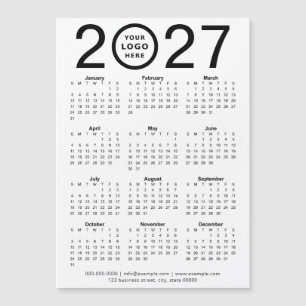 Custom 2027 Magnetic Calendar With Business Logo