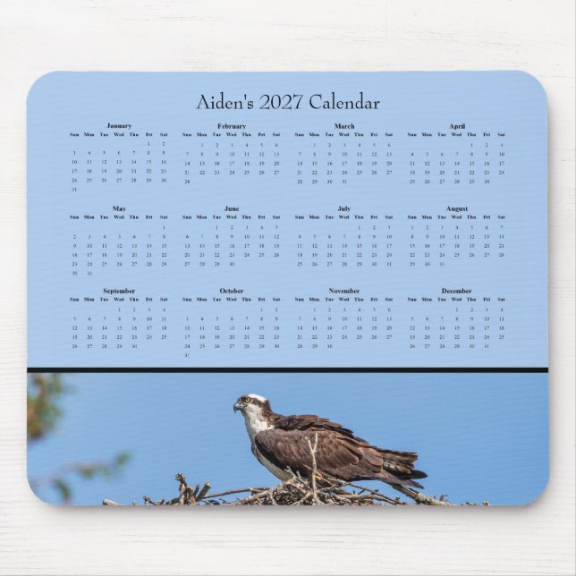 Custom 2027 Osprey Nature Desk Calendar Mouse Pad (Front)