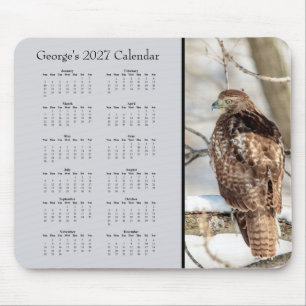 Custom 2027 Red-Tailed Hawk Desk Calendar Mouse Pad
