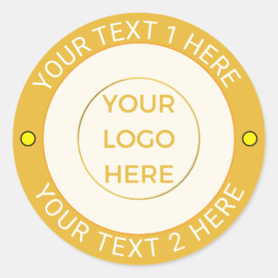 Custom 20 Golden Company Logo & Text   Elegant  Classic Round Sticker